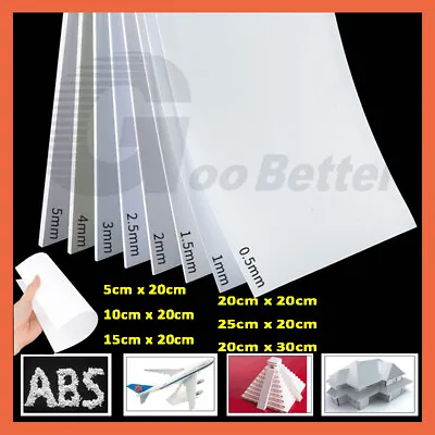 ABS Plastic Sheet Plate Board Model DIY Project White 0.5/0.8/1/1.5/2/2.5/3mm • £2.03