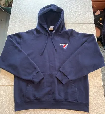 Pepsi Hoodie Sweatshirt Mens Pullover Navy Blue Blue Soda Pop Worker Size L • $24.95