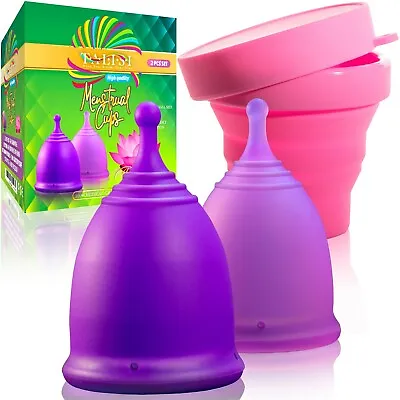 Talisi Soft Feminine Menstrual Cups Set Large Small & Period Sterilizer Copa Kit • $19.99