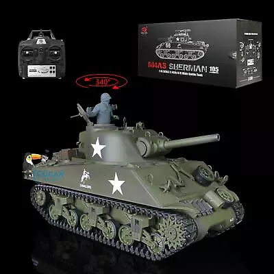 US Stock Heng Long 1/16 7.0 Plastic Version M4A3 Sherman 3898 RTR 2.4G RC Tank • $112.94