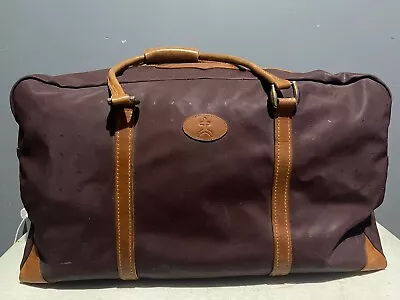 Vintage King Ranch Large Vinyl & Leather Duffel Bag 23 In  Weekend Luggage • $125