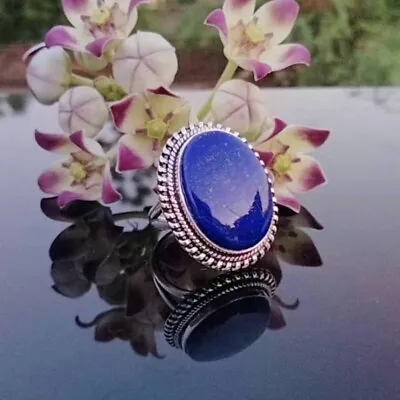 Elegant Blue Lapis Lazuli Gemstone 925 Sterling Silver Handmade Ring All Size • $17.15