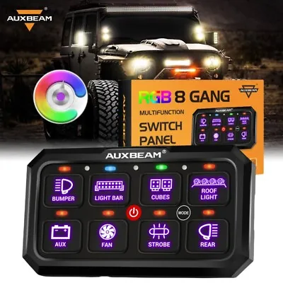 AUXBEAM RGB 8 Gang Switch Panel Momentary Circuit Control Relay System For Jeep • $161.99