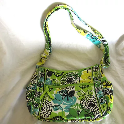 Vera Bradley Limes Up Green Mod Floral Hobo Crossbody Bag Purse • $17.99