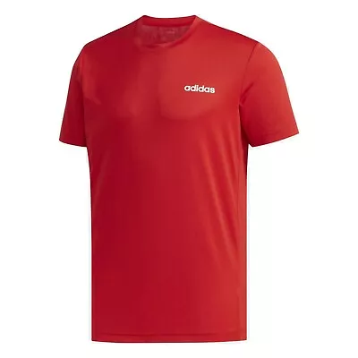 Mens Adidas T-Shirt Logo Climalite Running Top Tee - Fitness Workout Gym - Red • £12.99