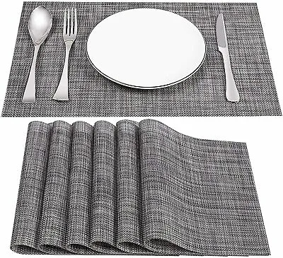 $7.60 • Buy Set Of 4 Woven Silver Placemats Washable Heat Insulation Dining Table Place Mats