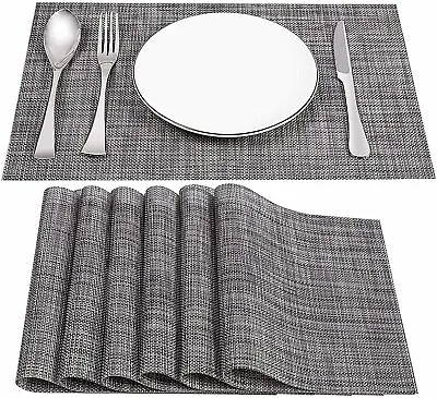 Set Of 4 Woven Silver Placemats Washable Heat Insulation Dining Table Place Mats • $5.95