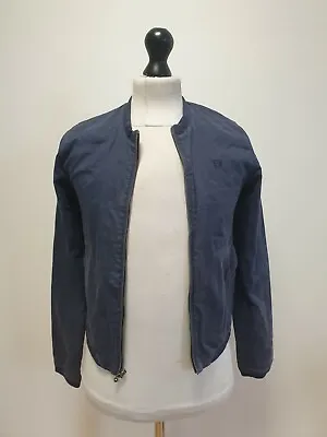 £29.99 • Buy Pp706 Womens Fred Perry Blue Full Zip Cotton Harrington Jacket Uk 8 Eu 36