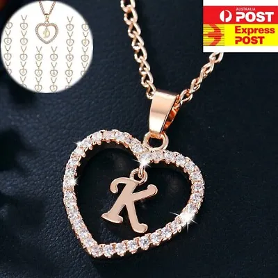 A-Z Rose Gold Heart  Alphabet Letter Necklace Initial Name Pendant Chain • $7.57