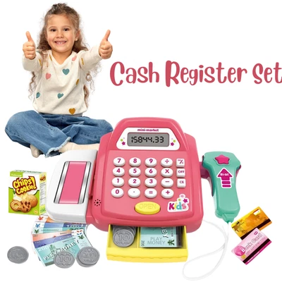 £11.90 • Buy Kids Cash Register Till Supermarket Toy Gift Set Child Girl Role Play Shop-PINK
