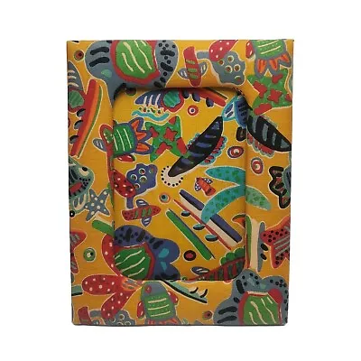 Vintage 80s Funky Vibrant Colored Abstract Fabric Picture Frame 5x7 Photo • $19.99