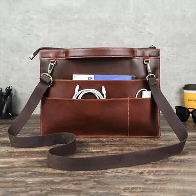 Men's Genuine Leather Briefcase Laptop Bag Shoulder Bag Office Business Hand Bag • $54.99