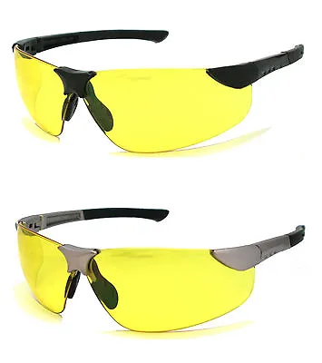 Yellow Lens Safety Glasses Sunglasses Night Driving Z87+ Black Or Silver Arms • $9.49