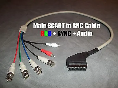WOOKIEEWIN Male RGB SCART To 4 BNC + Audio Cable Sony PVM Genesis SNES Neo Geo • $34.99