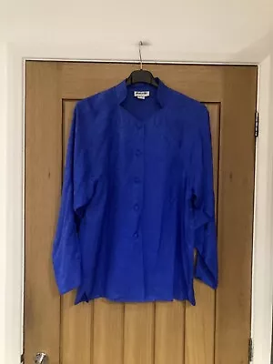 Ladies Vintage Maicelle Blue Patterned Silk  Blouse Size 40 UK 10 • $6.21