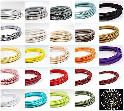 Italian Coloured Braided Lighting 3 Core Fabric Cable Flex Cord | Vintage Retro • £1.99