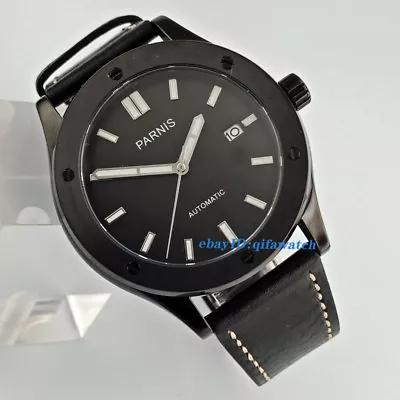 $120 • Buy 42mm PARNIS Black Dial Sapphire PVD Case 24 Jewels NH35 Automatic Men Watch 2734