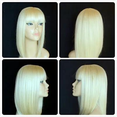 High Heat Resistant Hair Smooth Fringe Part Blonde Lady Womens Daily Full Wig Uk • £14.99