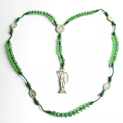 Santa Muerte Rosario Brillante Verde / Holy Death Rosary Glass Beads Green • $18.99