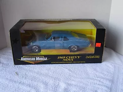 1/18 Ertl / American Muscle Blue 1969 Chevy Nova • $39.99