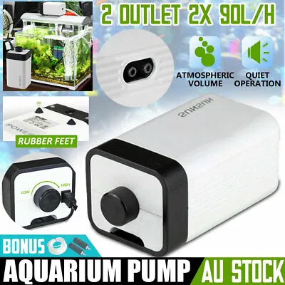 SunSun Aquarium Air Pump Oxygen Fountain Pond Aerator Water Fish Tank 2 Outlet   • $22.99