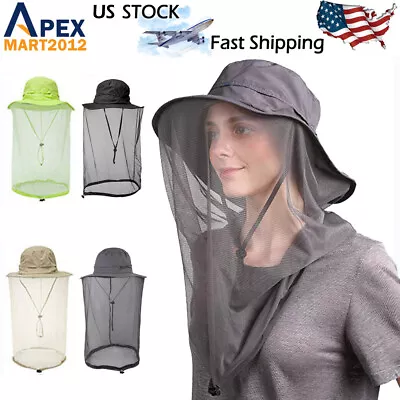 Mosquito Head Net Hat With Hidden Mesh Protection Bugs Bees For Hiking Fishing • $12.99