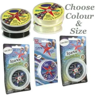 £4.99 • Buy Stretch Magic Elastic Cord, Clear, Glitter, Gold, Silver, Sparkle, Black, Pearl,