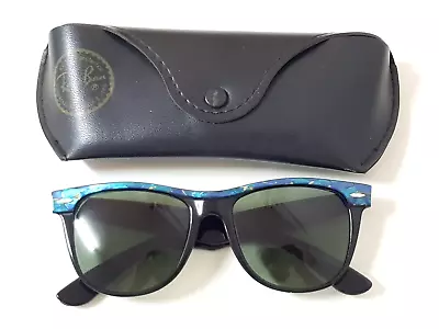 Ray-Ban USA Vintage B&L Wayfarer II W1090 Blue Ebony Mosaic Sunglasses • $464.24