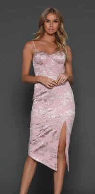 Elle Zeitoune Tamra Blush Size 8 BRAND NEW Embroidered Lace Midi Dress RRP $299 • $75