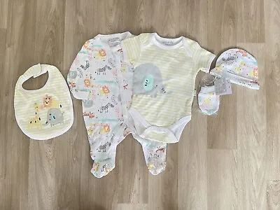 Baby Clothes 5pc 0-3 Months Newborn Baby Gift Set  Unisex Safari Theme • £10.50
