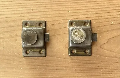 DS-130–TWO Vintage Stamped Metal Nickel Plated Cabinet Latches No Receivers • $9.50
