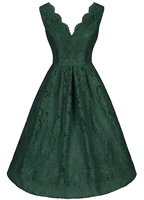 £49.99 • Buy Jolie Moi Vintage Green Lace Dress - Size 10 - Swing 50’s Retro Full Skirt 289F6