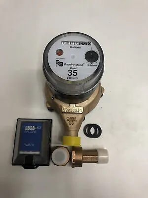 Badger 3/4x 3/4 M35 Brass Water Meter Pulse With Remote. USG- C.F. With Coupling • $150