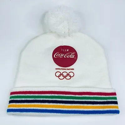 Winter Olympics Team Coca Cola White Beanie One Size Hat Drink Promo Collectable • £9.34