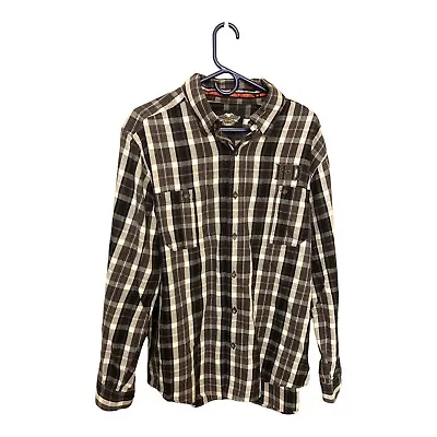 Harley Davidson Men’s Flannel Shirt Size Large Black And White Plaid • $80