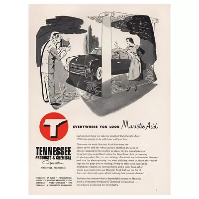 1951 Tennessee Products & Chemical: Muriatic Acid Vintage Print Ad • $7.50