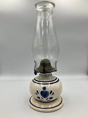 Vintage Blue & White Delft Ceramic Oil Lamp Lamplight Farms Height 29 Cm • $8.99