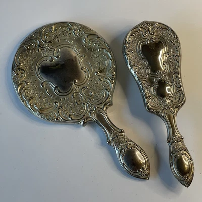£22 • Buy VINTAGE DRESSING TABLE SET Mirror & Brush SILVER PLATED