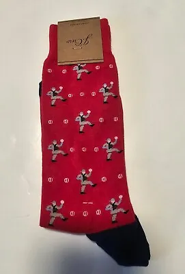 NWT J.Crew Red Baseball Pitcher Lightweight Socks Novelty Dress Throw • $9.99