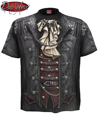 Spiral Direct GOTH WRAP T Shirt/Steam Punk/Waistcoat/Metal/Rock/Biker/Skull/Top • £22.95