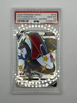 $399.99 • Buy Pokemon Champions Path SWSH Charizard V Secret Rare Shiny 079/073 PSA 10