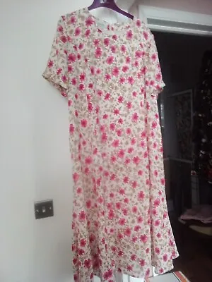 Holiday Cruise Races Eastex Pink Floral Midi Dress Size 18 To 20 Worn Once • £9.99