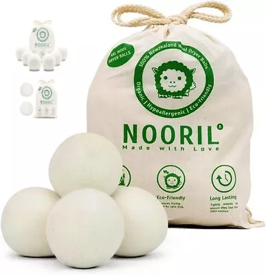 Nooril Tumble Dryer Balls Pack Of 4 - Handmade Reusable Organic Wool Laundry • £8.99