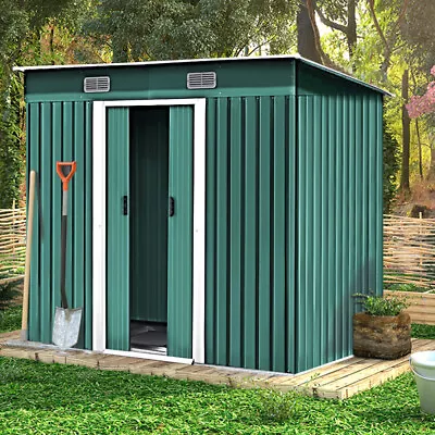 Metal Garden Shed Storage 4 X 6 /4 X 8 FT Outdoor Garden Shed WITH FREE BASE UK • £185.95