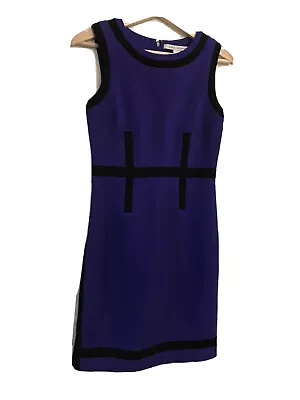 Diane Von Furstenberg Purple Back Stretch Jersey Sleeveless Pencil Dress Sz 0  • $74.95