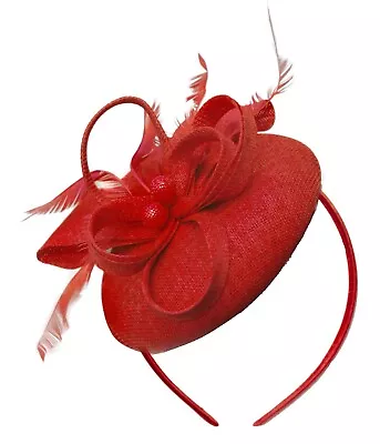 Round Pillbox Bow Sinamay Headband Fascinator Weddings Ascot Hatinator Races • £14.99