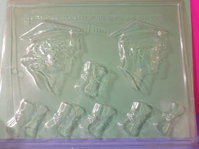 $6.99 • Buy GRADUATION  HEADS - DIPLOMAS  Chocolate Candy Mold (#1259)