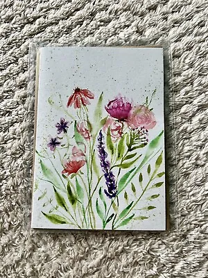 £0.99 • Buy Hand Painted Watercolour Ditsy Bright Floral Bouquet Greeting Card