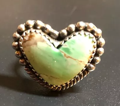 Gorgeous Vtg Green Turquoise HEART Ring Southwest • $65