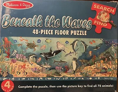 Melissa And Doug  Beneath The Waves  48 Piece Floor Puzzle With 78 Hidden Animal • $8.99